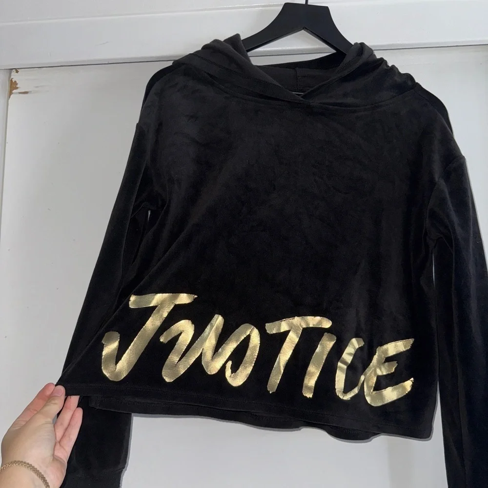 2/$15 Justice Black Hoodie with Gold Logo